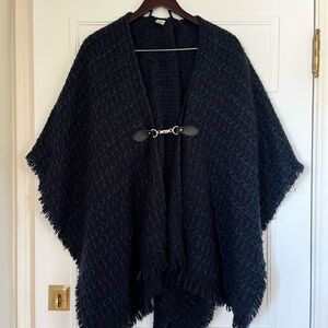 Calvin Klein Elegant Black & Navy Knit Poncho / Cape